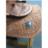 Image 5 : Unmarked Western Tooled Saddle- 15.5" Padded Seat Saddle- Good Sheepskin- Buckstitched- All There- 2