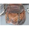 Image 2 : Unmarked Leather Saddle Bags With A Rope Halter And Tiedown- 10.5"W