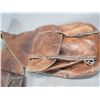 Image 3 : Unmarked Leather Saddle Bags With A Rope Halter And Tiedown- 10.5"W