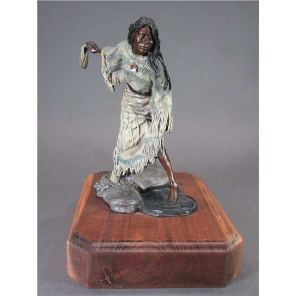 Signed And Numbered David Lemon Bronze- 19/30- "Testing The Waters"- 12"H X Base 10"X8"