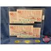 Image 2 : Canada $50 Bills 1988 (4) (2 Sets Sequential) (Thiessen/Crow: FHB8116582-83 & FHD1452102-03)