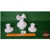 Image 1 : Milk Glass - Hobnail Trio: Candle Holders (2) & Vase (See Pics!)