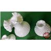 Image 2 : Milk Glass - Hobnail Trio: Candle Holders (2) & Vase (See Pics!)