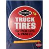 Image 1 : Single Sided Tin Advertisement "Good-Year Truck Tires" Showroom Tire Center Ad (Red) (15-3/4" Dia) (