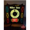 Image 1 : Light Up Beer Clock "Miller High Life" "Miller Time" (12"H x 10-1/2"W x 5"D) (See Pics!)