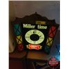 Image 4 : Light Up Beer Clock "Miller High Life" "Miller Time" (12"H x 10-1/2"W x 5"D) (See Pics!)