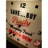 Image 3 : Light Up Advertising Clock "Purity Meadow-Dew" "Save-Buy" "Morning Fresh" (15-1/2"H x 15-1/2"W x 4-1