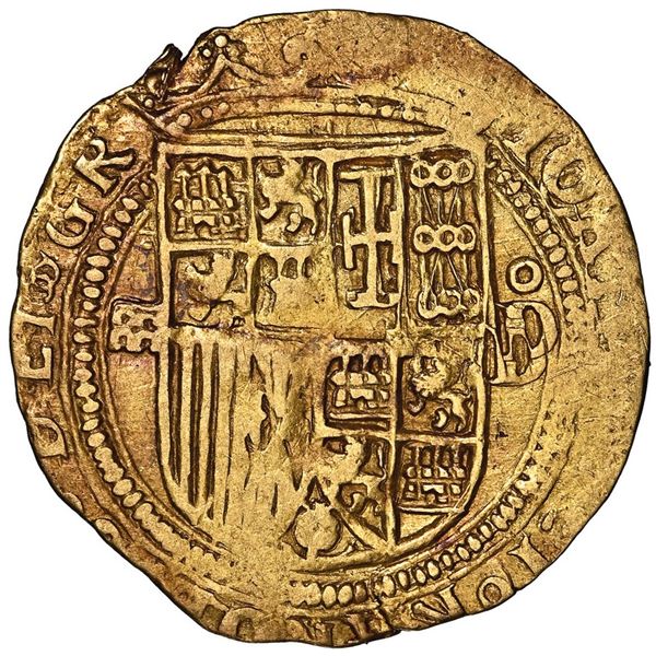 Segovia, Spain, gold 1 escudo, Charles-Joanna, assayer oD to right, mintmark aqueduct to left of shi