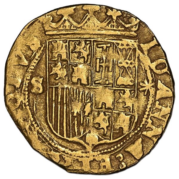 Seville, Spain, gold 1 escudo, Charles-Joanna, assayer * to right, mintmark S to left, NGC MS 61.