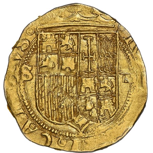 Seville, Spain, gold 1 escudo, Charles-Joanna, assayer Gothic D to right, mintmark S to left, NGC MS