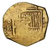 Image 1 : Seville, Spain, gold cob 2 escudos, Philip II or III, assayer B below mintmark S to left, denominati