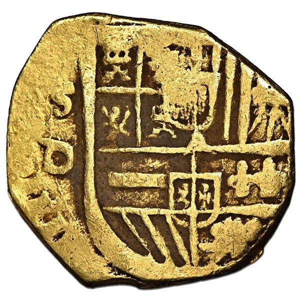 Seville, Spain, gold cob 2 escudos, Phillip III, assayer D, NGC XF 45.