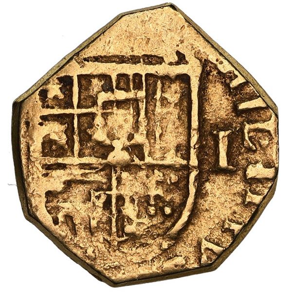 Seville, Spain, gold cob 1 escudo, Philip III, assayer not visible, NGC AU 53.