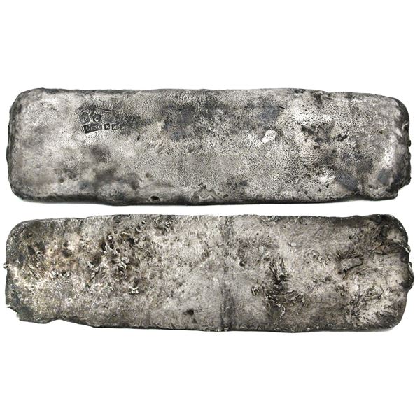 Silver "tumbaga" bar, 2624.4 grams, marked with fineness IUCCCCXXX (1430/2400, 59.58% fine) and seri