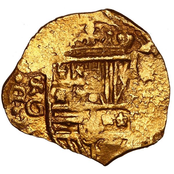 Seville, Spain, gold cob 2 escudos, 161(?) G, PCGS AU55 / Atocha #98A-56809.