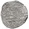 Image 1 : Potosi, Bolivia, cob 8 reales, Philip II, assayer B (4th period), Grade 2.