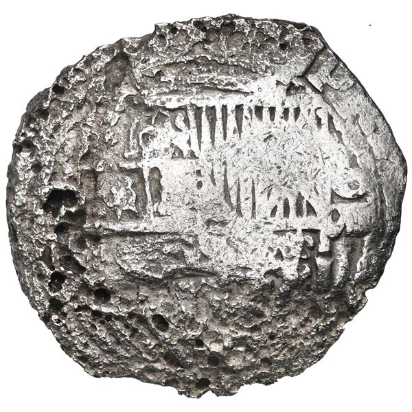 Potosi, Bolivia, cob 8 reales, Philip II, assayer not visible (5th-period B), borders of x's on both