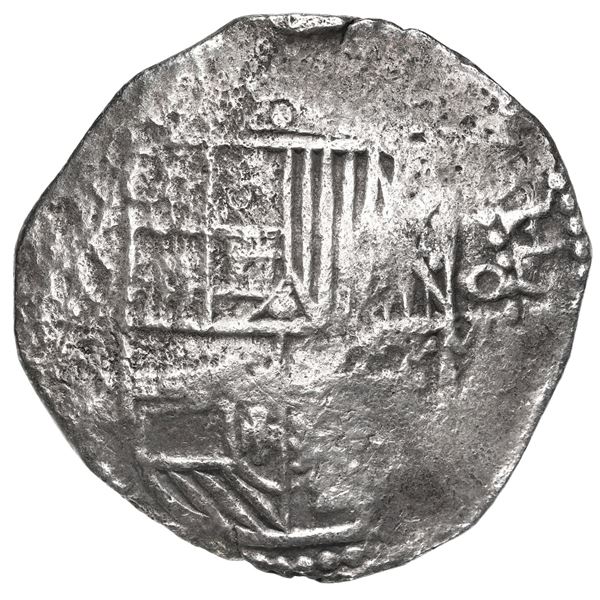Potosi, Bolivia, cob 8 reales, Philip III, assayer Q, Grade 1.