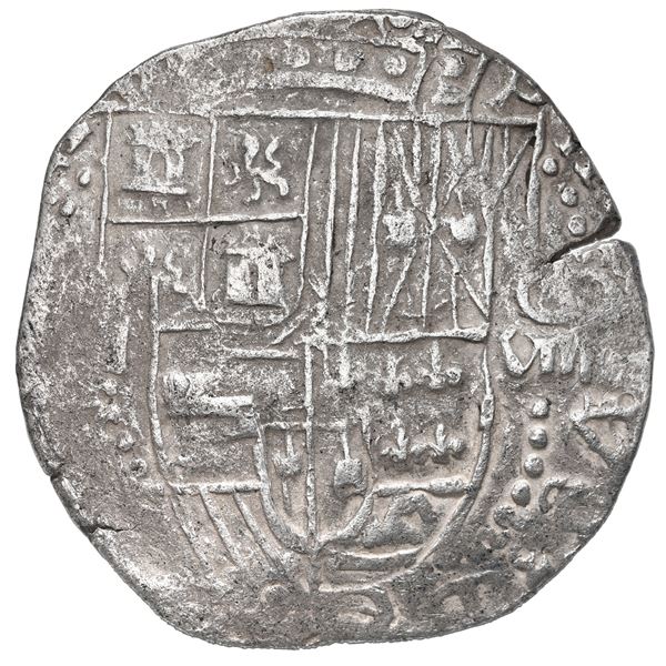 Potosi, Bolivia, cob 8 reales, 1617 M, Grade 2.