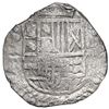Image 1 : Potosi, Bolivia, cob 8 reales, Philip III, assayer T, quadrants of cross transposed, Grade 2.