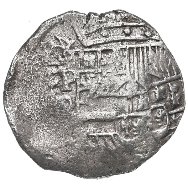 Potosi, Bolivia, cob 4 reales, Philip III, assayer Q, bottom-left lion rotated, Grade 3.