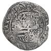 Image 1 : Potosi, Bolivia, cob 2 reales, Philip II, assayer B (1st period, "Lima style"), Grade 1.