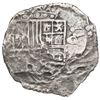 Image 1 : Potosi, Bolivia, cob 8 reales, Philip III, assayer not visible, upper half of shield and quadrants o