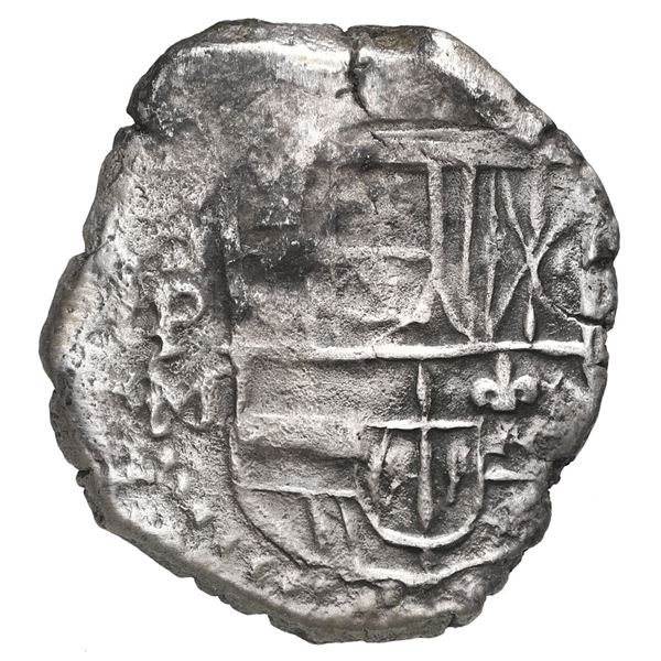 Potosi, Bolivia, cob 2 reales, Philip III, assayer M, Grade 2.