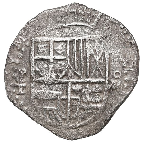 Potosi, Bolivia, cob 8 reales, Philip III, assayer T, quadrants of cross transposed.