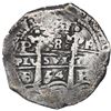 Image 1 : Potosi, Bolivia, cob 8 reales, 1654 E, dot-PH-dot at top.