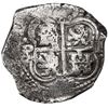 Image 2 : Potosi, Bolivia, cob 8 reales, 1655 E, denomination 8 above cross.