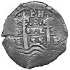 Image 1 : Potosi, Bolivia, cob 8 reales, 1655 E, dot-PH-dot at top, pomegranate above cross, ex-Mastalir.