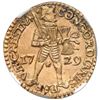 Image 1 : Utrecht, United Netherlands, gold ducat, 1729. NGC UNC details / cleaned / Vliegenthart (Shipwreck L