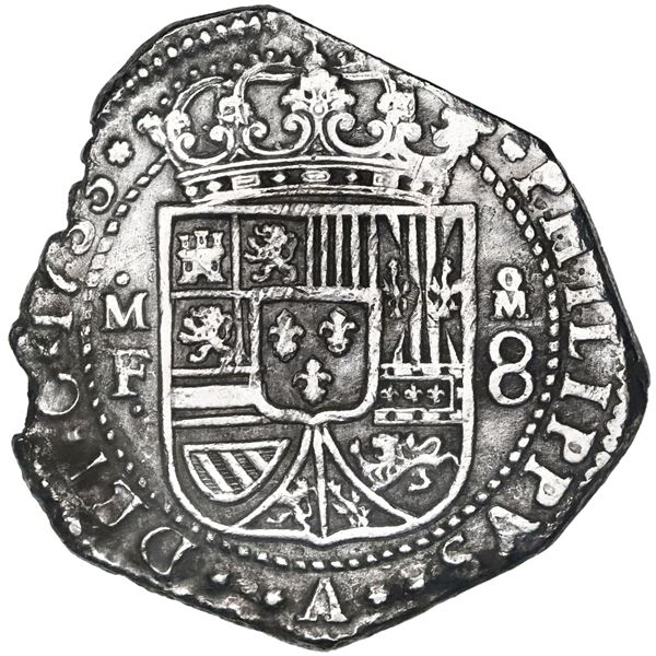 Mexico City, Mexico, klippe 8 reales, 1733 MF.