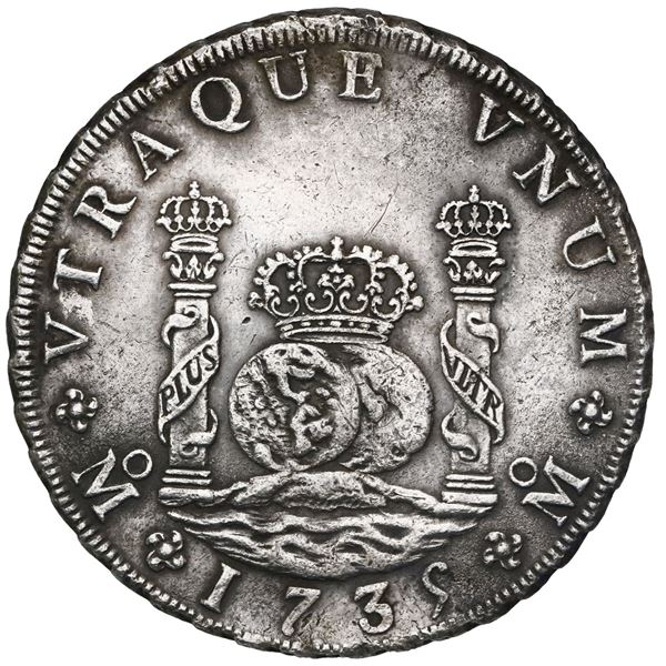 Mexico City, Mexico, pillar 8 reales, Philip V, 1735 MF.