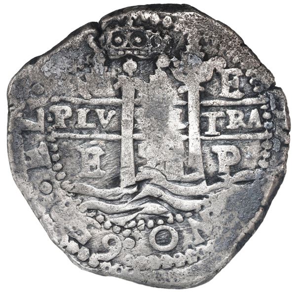 Potosi, Bolivia, cob 8 reales, 1655 E, pomegranate at top on both sides, ex-Mastalir.