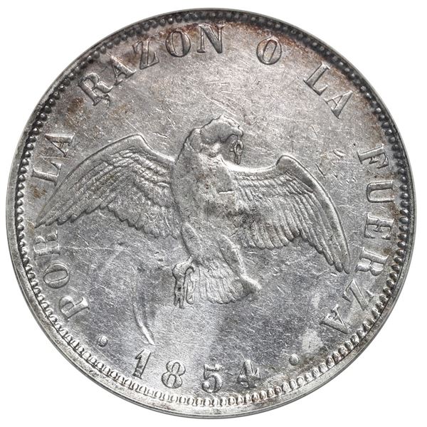 Santiago, Chile, 50 centavos, 1854, in GCS holder.