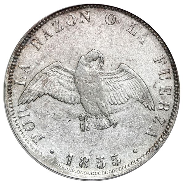 Santiago, Chile, 50 centavos, 1855, in GCS holder.