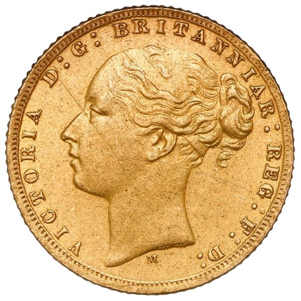 Melbourne, Australia (under Great Britain), gold sovereign, Victoria (young head), 1872-M, horse rev