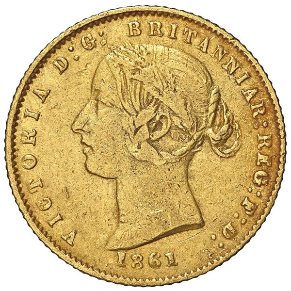 Sydney, Australia (under Great Britain), gold half sovereign, Victoria (young head), 1861, NGC XF de