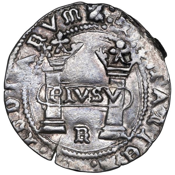 Mexico City, Mexico, 1 real, Charles-Joanna, "Early Series," assayer R (Gothic) between bottoms of p