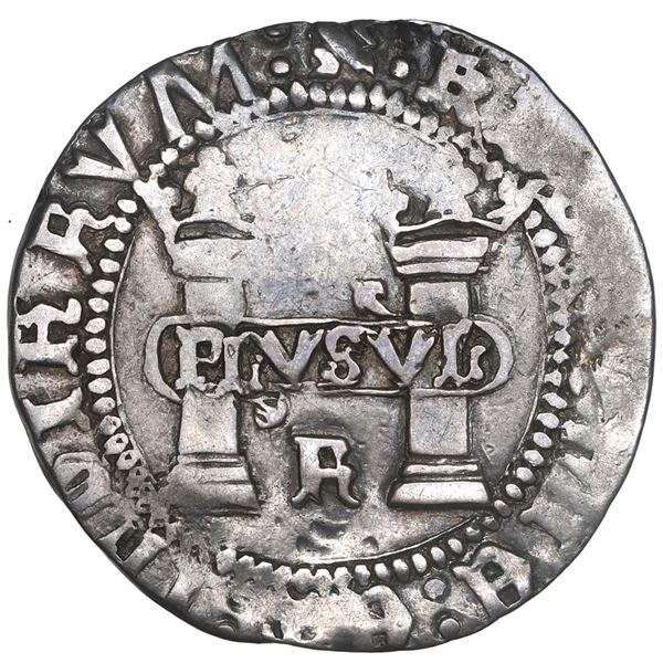 Mexico City, Mexico, 1 real, Charles-Joanna,  Early Series,  assayer R (Gothic) between bottoms of p