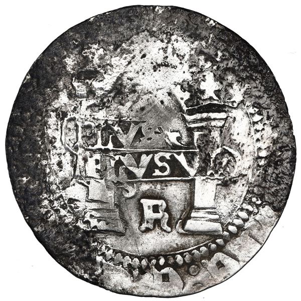 Mexico City, Mexico, 1 real, Charles-Joanna, "Early Series," assayer R (Gothic) between bottoms of p