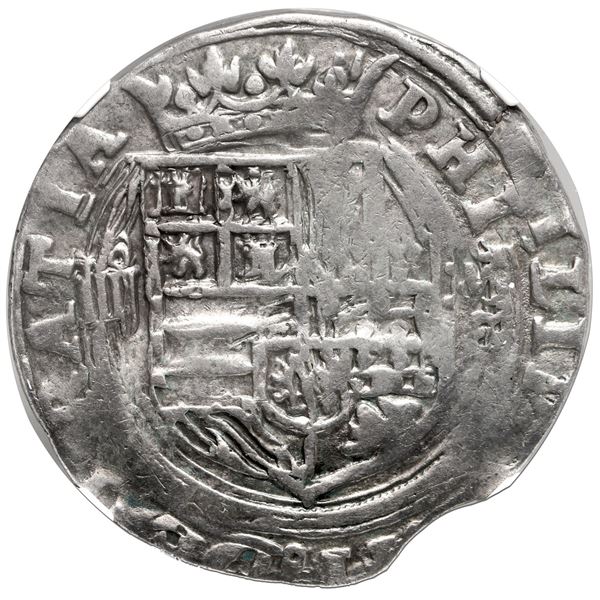 Mexico City, Mexico, cob 4 reales, Philip II, assayer O below mintmark oM to right, NGC VF 35.