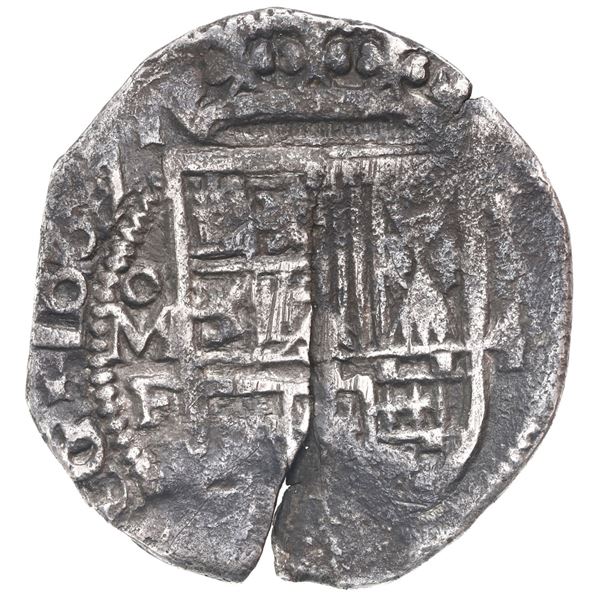 Mexico City, Mexico, cob 4 reales, 1607 F, date over GRATIA, very rare.