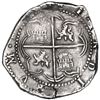 Image 2 : Potosi, Bolivia, cob 8 reales, Philip II, assayer A, denomination as oVIIII ("9 reales"), rare.