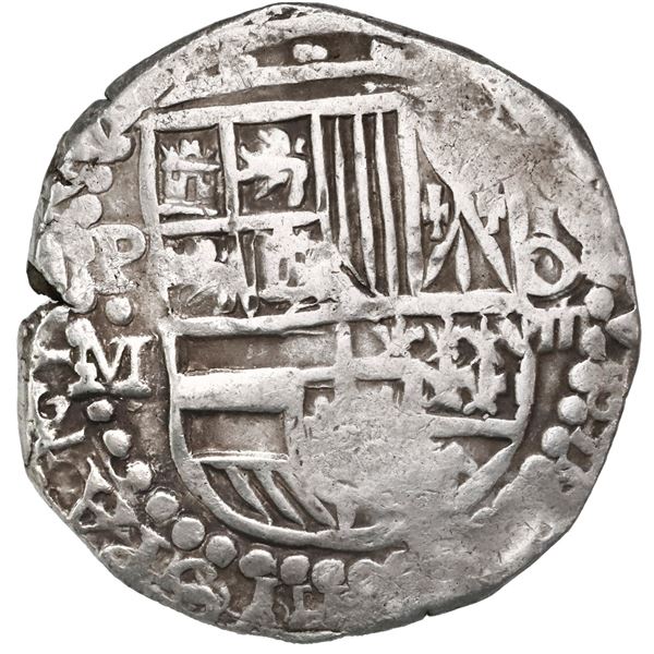 Potosi, Bolivia, cob 8 reales, Philip III, assayer M.