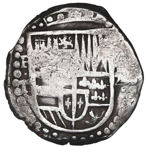 Potosi, Bolivia, cob 8 reales, Philip IV, assayer T (early 1620s).