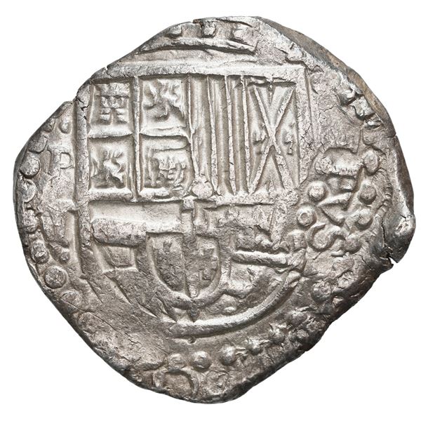 Potosi, Bolivia, cob 8 reales, 1629 T, denomination not visible, heavy-dot borders, NGC MS 62, fines
