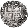 Image 2 : Potosi, Bolivia, cob 8 reales Royal (galano), 1656 E, PH at top, pomegranate above cross, NGC Fine d